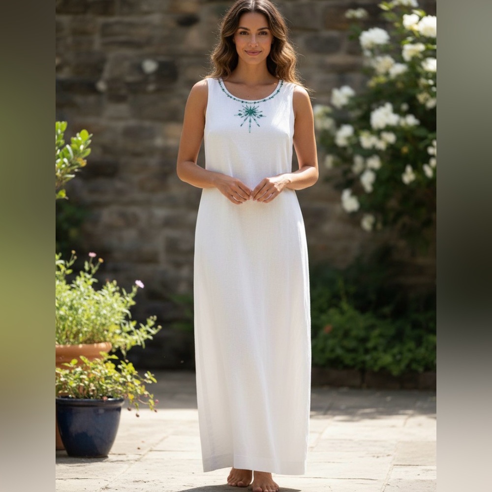🤍 Jessica Howard Petite Vintage White Maxi Dress w/ Beaded Jacket – Size 6P 🤍